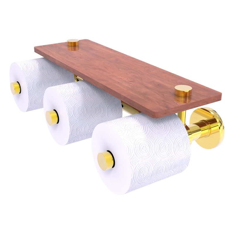 Prestige Skyline Collection Horizontal Reserve 3 Roll Toilet Paper Holder with Wood Shelf