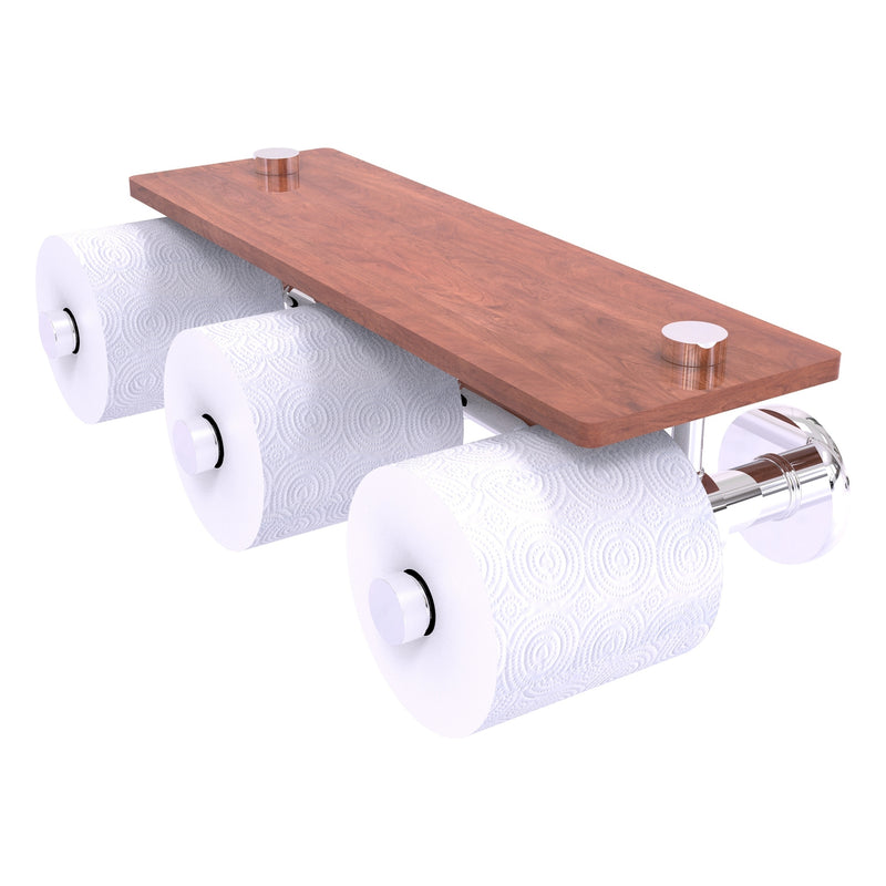 Prestige Skyline Collection Horizontal Reserve 3 Roll Toilet Paper Holder with Wood Shelf