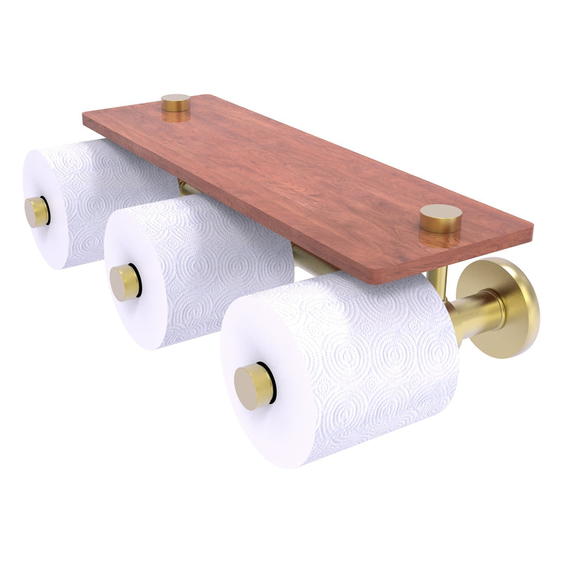 Prestige Skyline Collection Horizontal Reserve 3 Roll Toilet Paper Holder with Wood Shelf