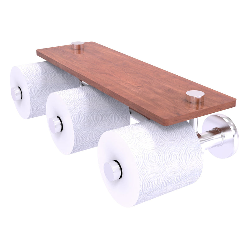 Prestige Skyline Collection Horizontal Reserve 3 Roll Toilet Paper Holder with Wood Shelf