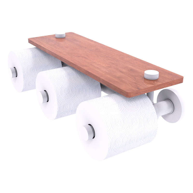 Prestige Skyline Collection Horizontal Reserve 3 Roll Toilet Paper Holder with Wood Shelf