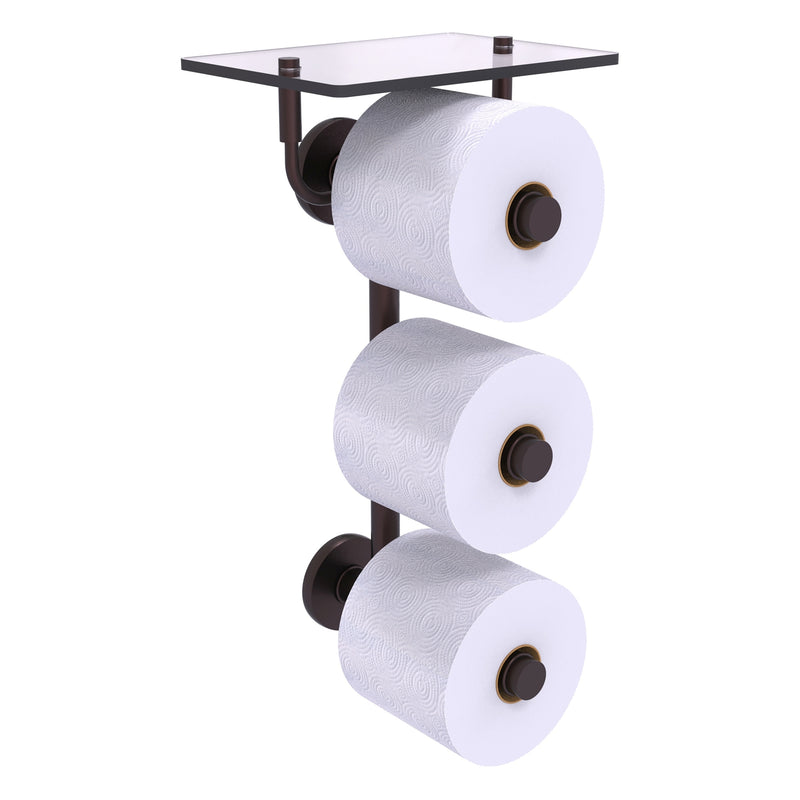 Prestige Skyline Collection 3 Roll Toilet Paper Holder with Glass Shelf