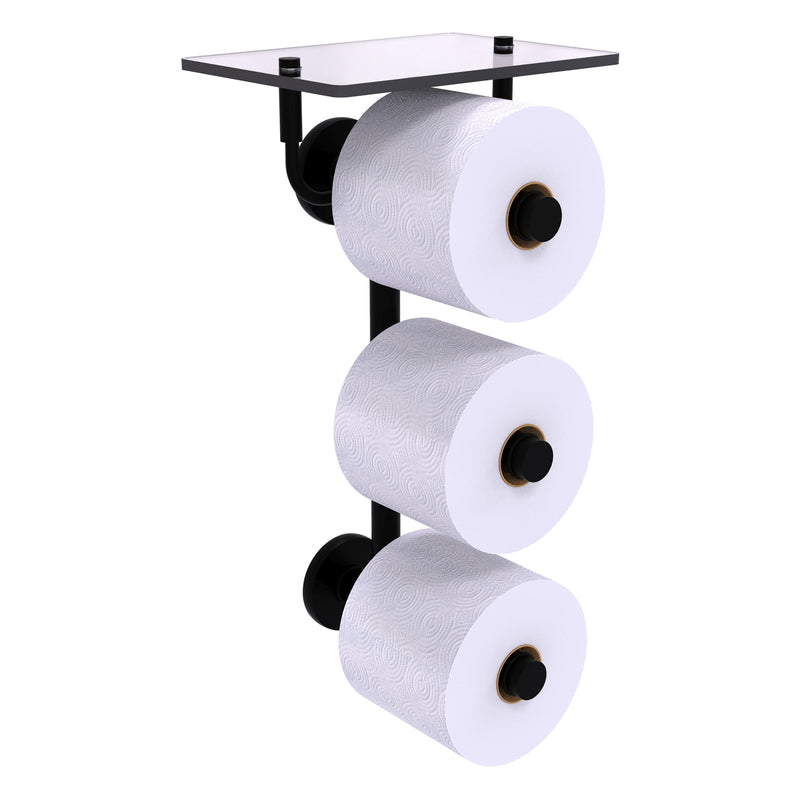 Prestige Skyline Collection 3 Roll Toilet Paper Holder with Glass Shelf