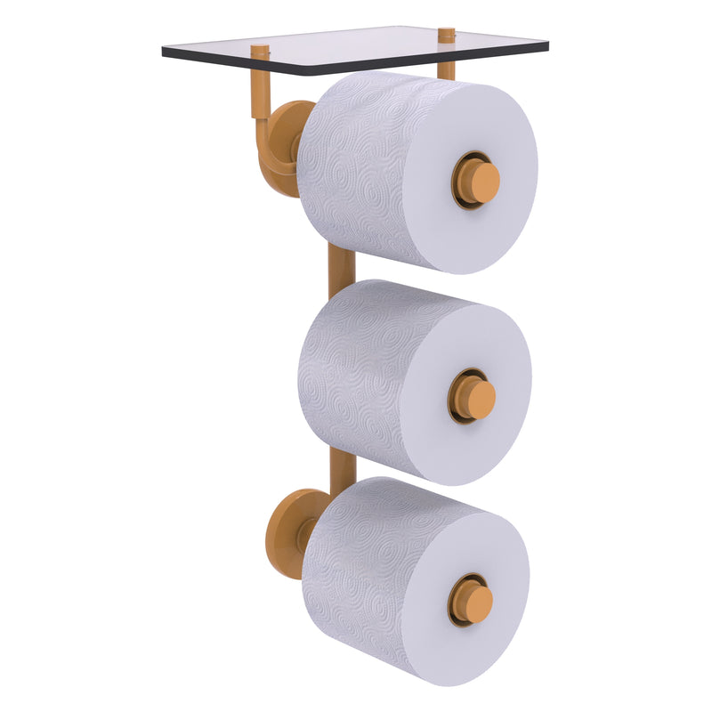 Prestige Skyline Collection 3 Roll Toilet Paper Holder with Glass Shelf