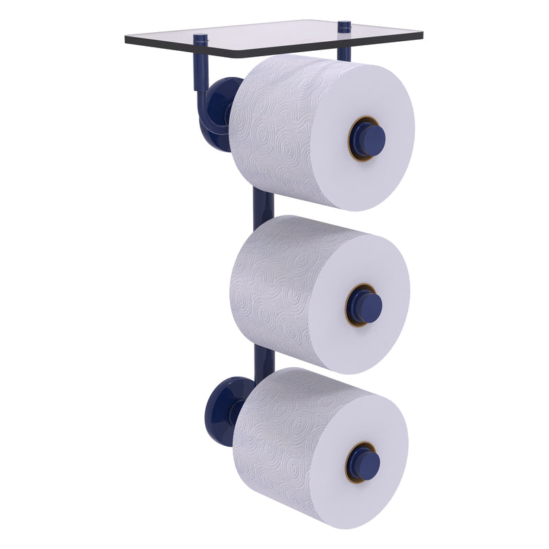 Prestige Skyline Collection 3 Roll Toilet Paper Holder with Glass Shelf