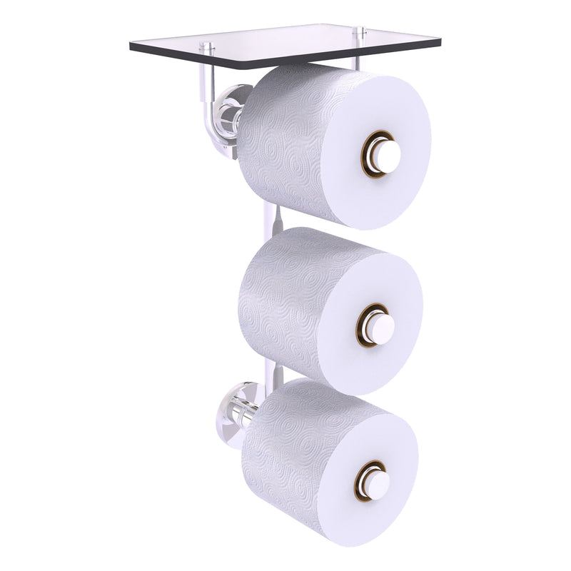 Prestige Skyline Collection 3 Roll Toilet Paper Holder with Glass Shelf