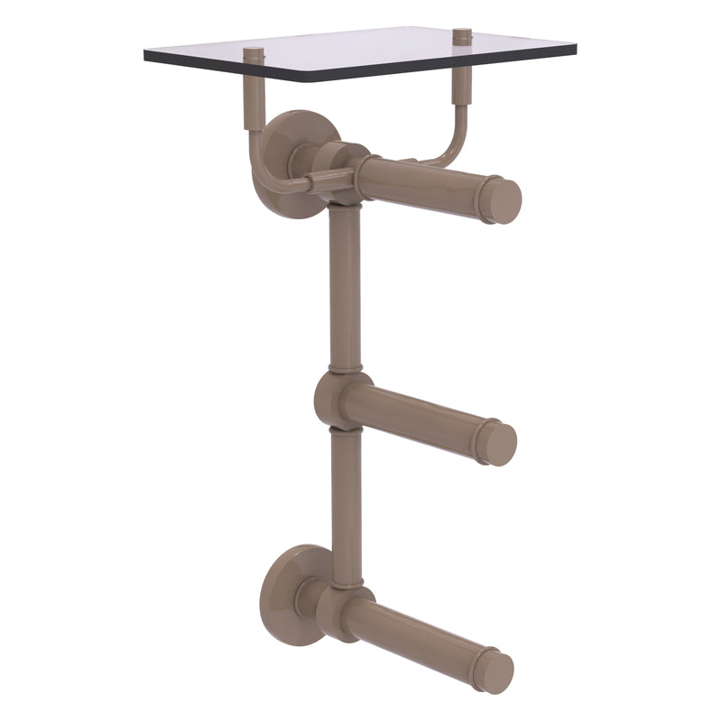 Prestige Skyline Collection 3 Roll Toilet Paper Holder with Glass Shelf