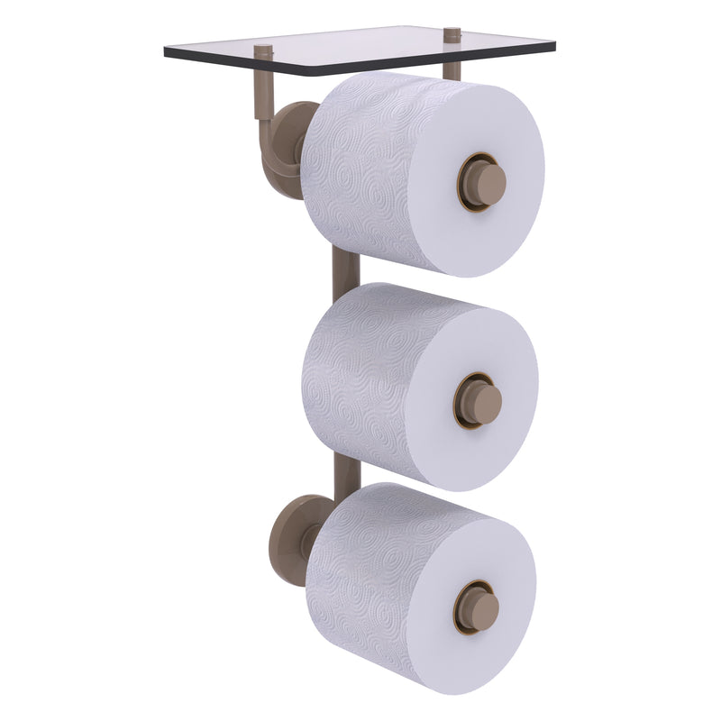 Prestige Skyline Collection 3 Roll Toilet Paper Holder with Glass Shelf