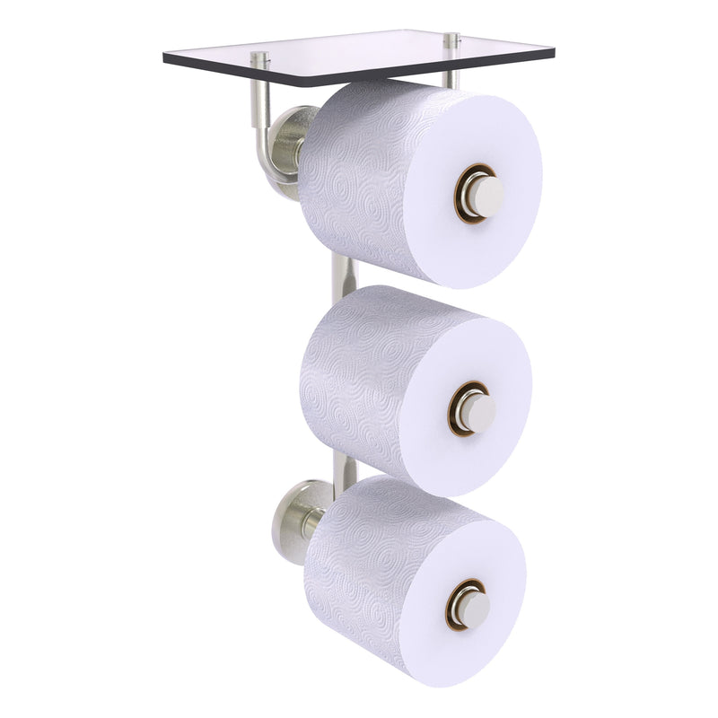 Prestige Skyline Collection 3 Roll Toilet Paper Holder with Glass Shelf