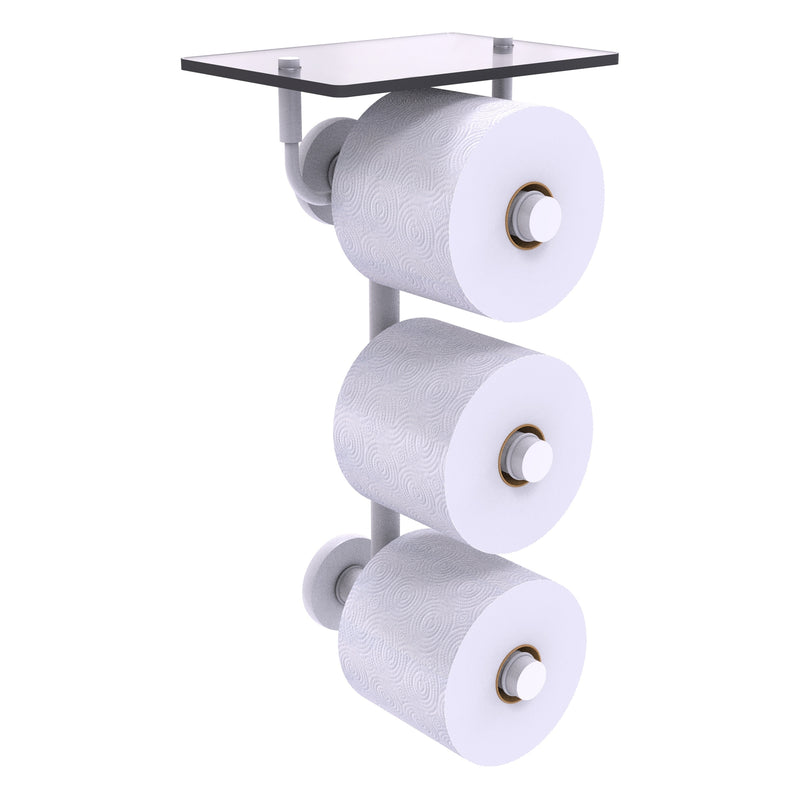 Prestige Skyline Collection 3 Roll Toilet Paper Holder with Glass Shelf