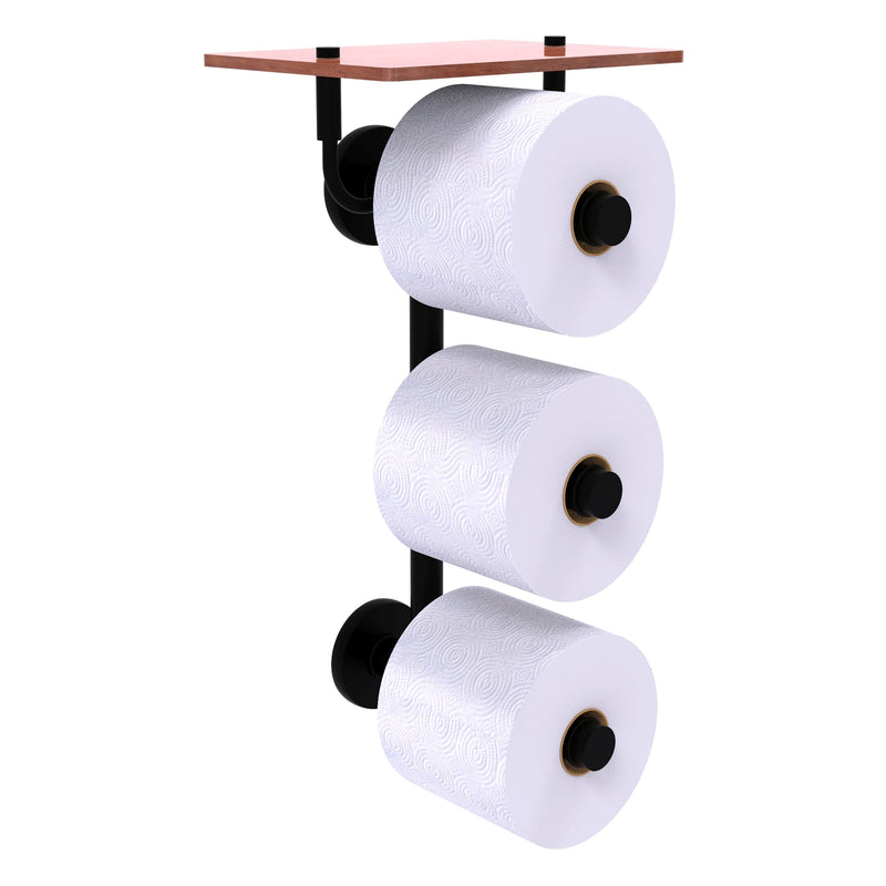 Prestige Skyline Collection 3 Roll Toilet Paper Holder with Wood Shelf