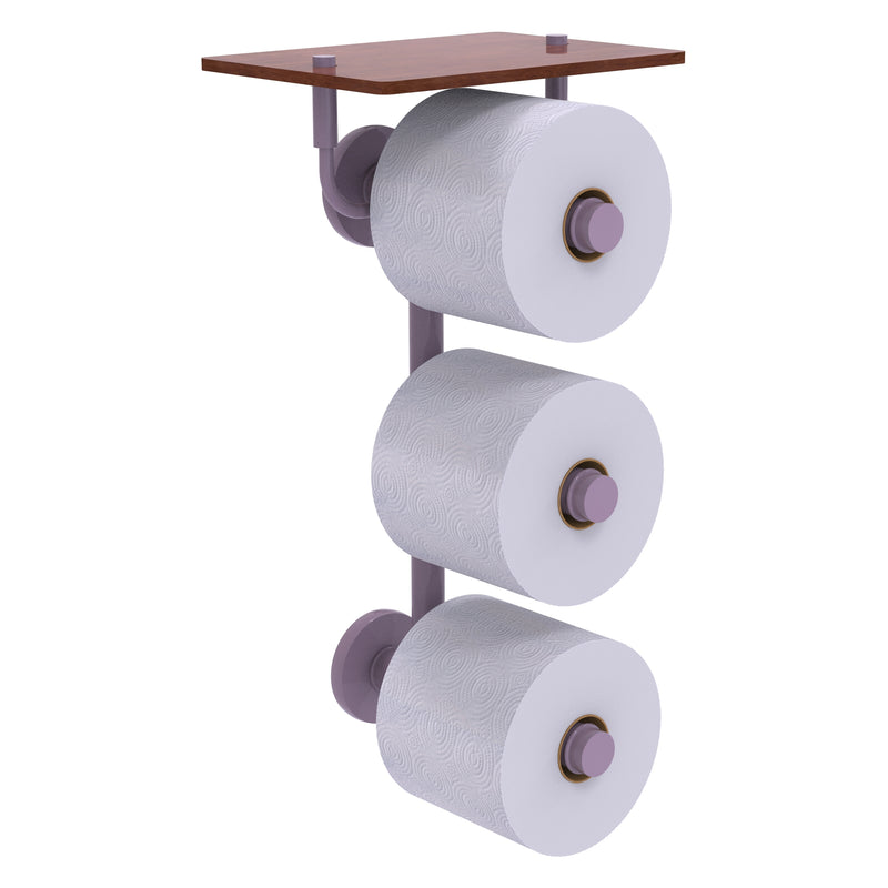 Prestige Skyline Collection 3 Roll Toilet Paper Holder with Wood Shelf