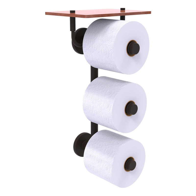 Prestige Skyline Collection 3 Roll Toilet Paper Holder with Wood Shelf