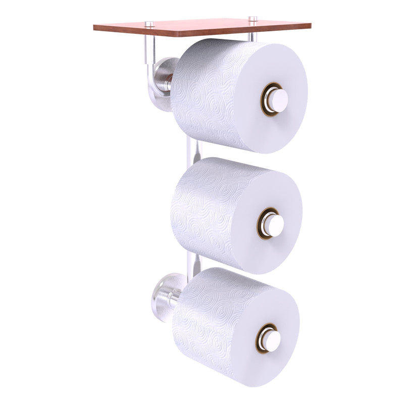 Prestige Skyline Collection 3 Roll Toilet Paper Holder with Wood Shelf