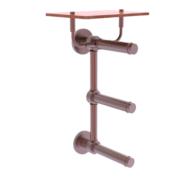 Prestige Skyline Collection 3 Roll Toilet Paper Holder with Wood Shelf