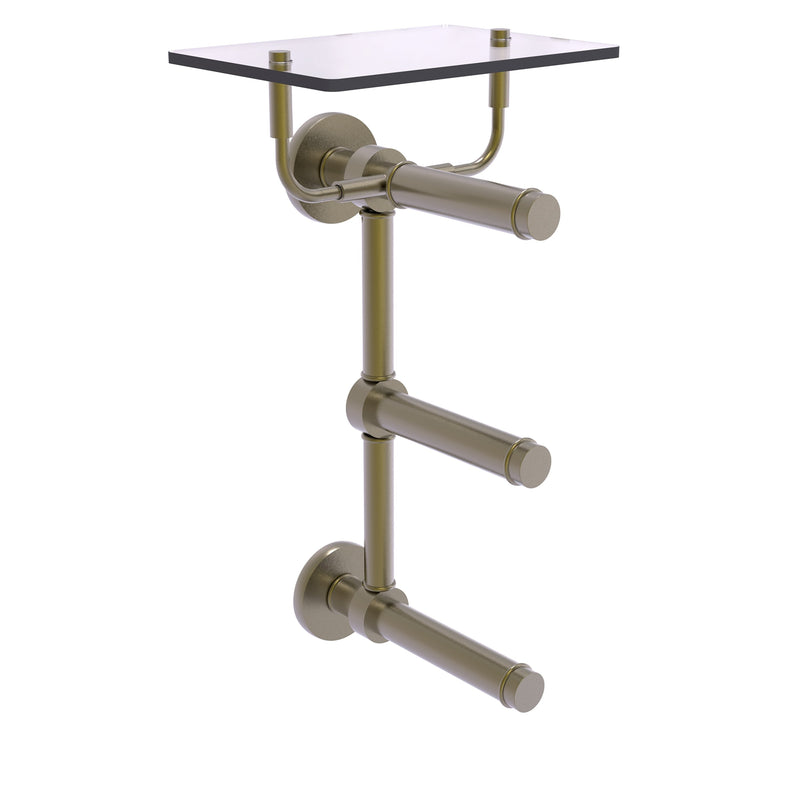 Prestige Skyline Collection 3 Roll Toilet Paper Holder with Glass Shelf