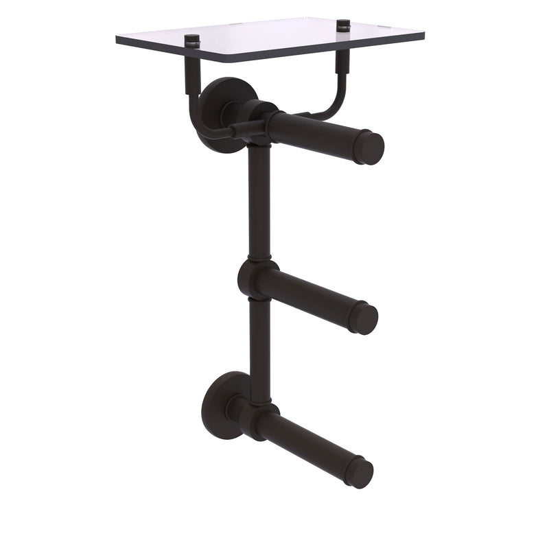 Prestige Skyline Collection 3 Roll Toilet Paper Holder with Glass Shelf