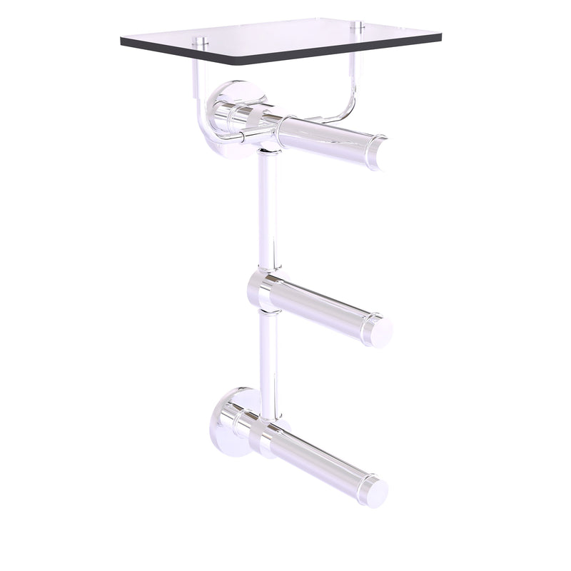 Prestige Skyline Collection 3 Roll Toilet Paper Holder with Glass Shelf