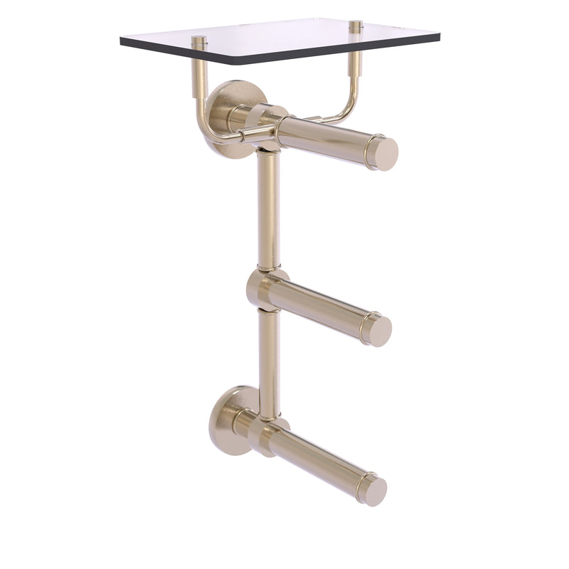 Prestige Skyline Collection 3 Roll Toilet Paper Holder with Glass Shelf