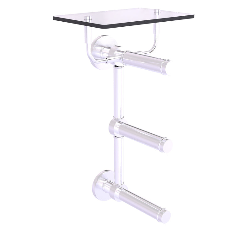 Prestige Skyline Collection 3 Roll Toilet Paper Holder with Glass Shelf