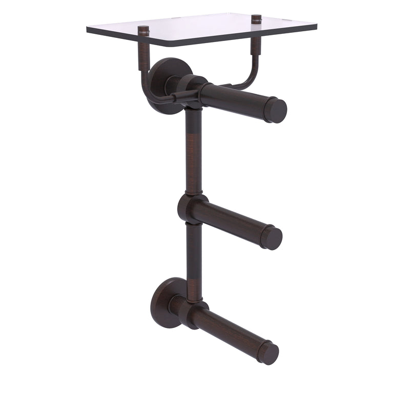 Prestige Skyline Collection 3 Roll Toilet Paper Holder with Glass Shelf