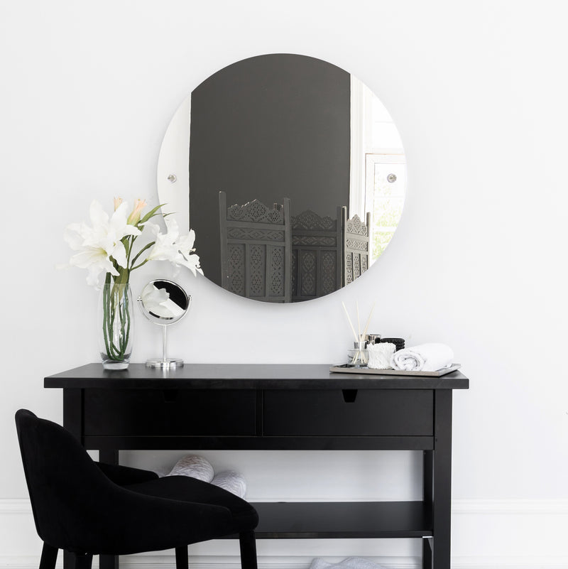 Frameless Round Tilt Mirror with Beveled Edge