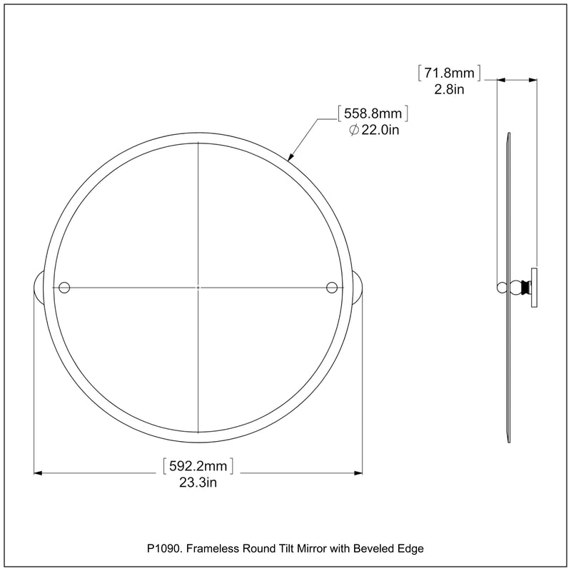 Frameless Round Tilt Mirror with Beveled Edge