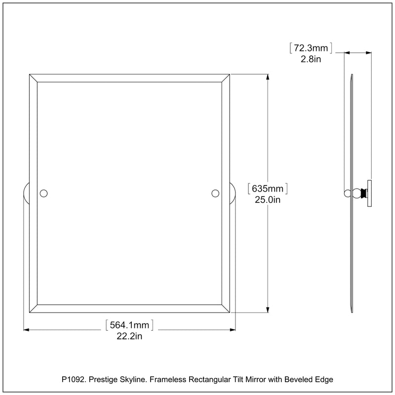 Frameless Rectangular Tilt Mirror with Beveled Edge