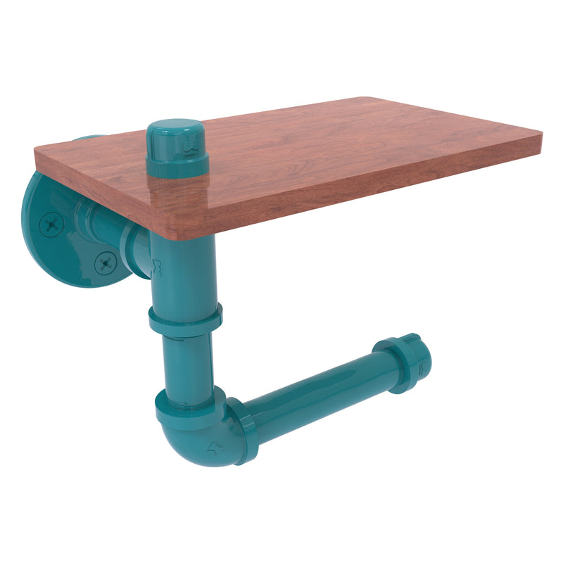 Pipeline Collection Toilet Paper Holder with Wood Shelf