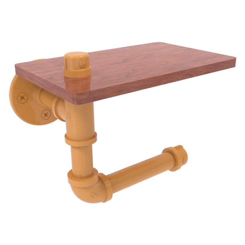 Pipeline Collection Toilet Paper Holder with Wood Shelf