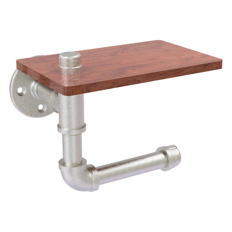 Pipeline Collection Toilet Paper Holder with Wood Shelf