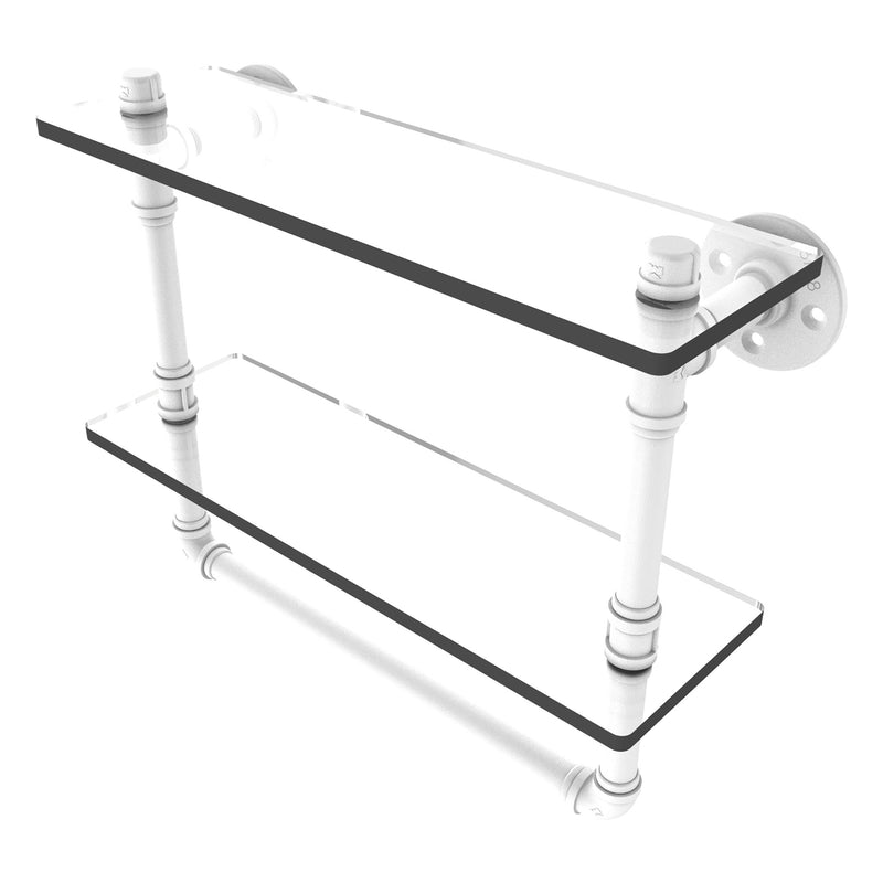 Pipeline Collection Double Glass Shelf with Towel Bar