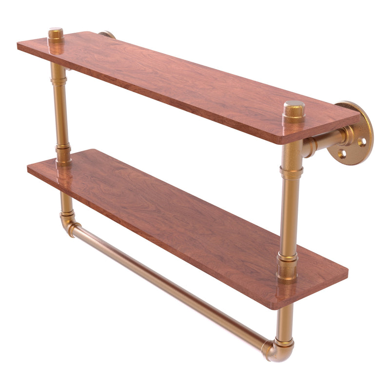 Pipeline Collection Double Ironwood Shelf with Towel Bar