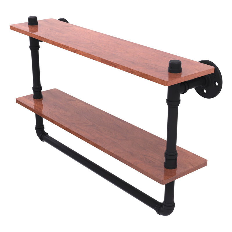 Pipeline Collection Double Ironwood Shelf with Towel Bar