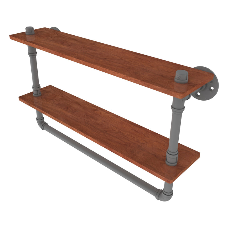 Pipeline Collection Double Ironwood Shelf with Towel Bar