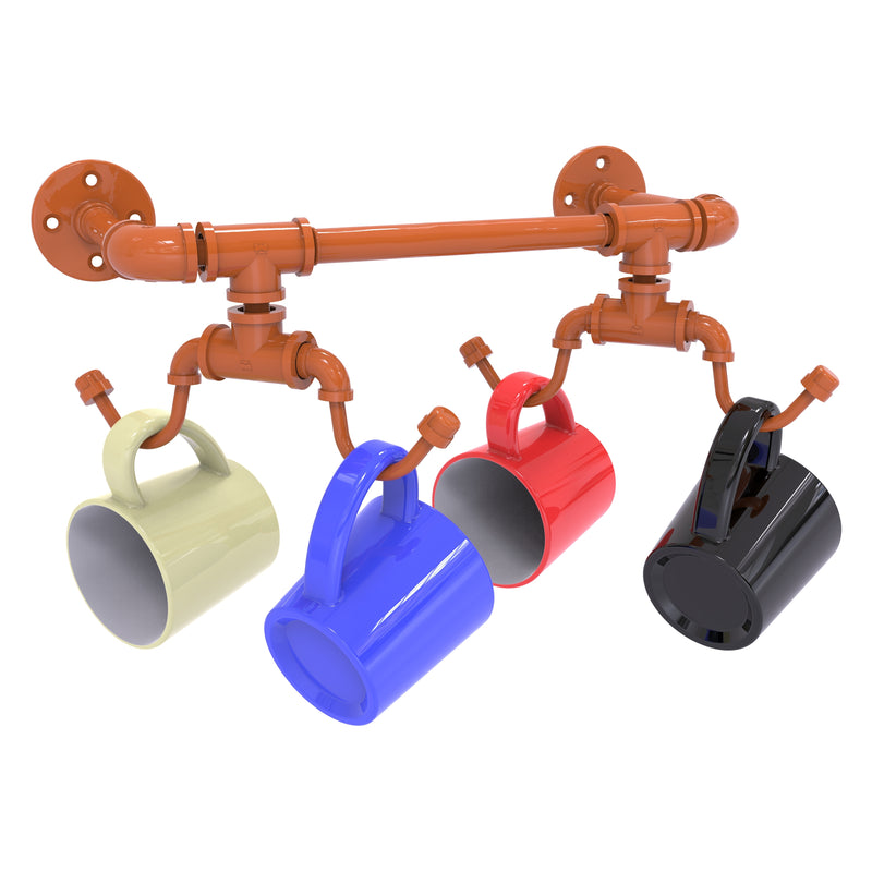 Pipeline Collection Wall Mounted 4 Coffee Mug Rack