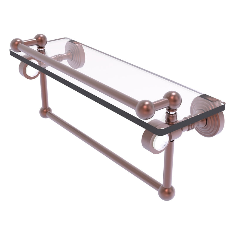 Pacific Grove Collection Glass Shelf with Gallery Rail and Towel Bar with Smooth Accents