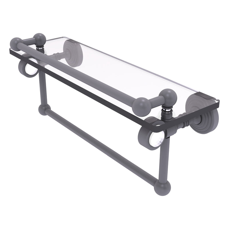 Pacific Grove Collection Glass Shelf with Gallery Rail and Towel Bar with Smooth Accents