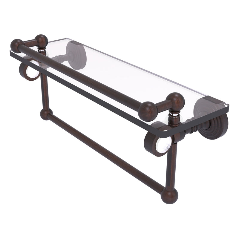 Pacific Grove Collection Glass Shelf with Gallery Rail and Towel Bar with Smooth Accents