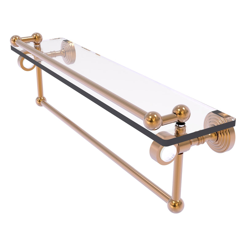 Pacific Grove Collection Glass Shelf with Gallery Rail and Towel Bar with Smooth Accents