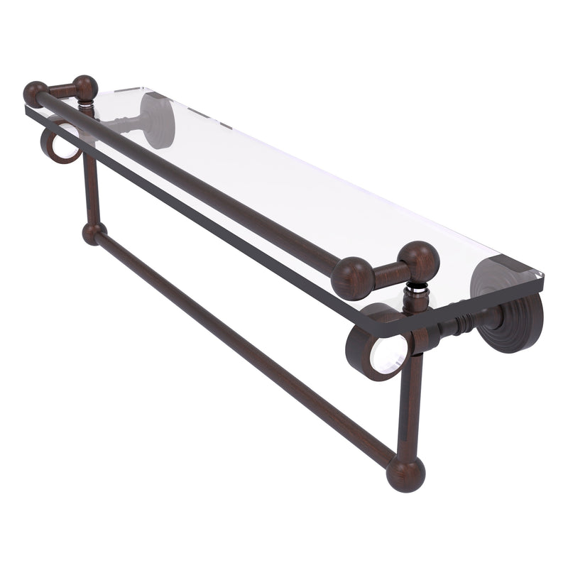 Pacific Grove Collection Glass Shelf with Gallery Rail and Towel Bar with Smooth Accents