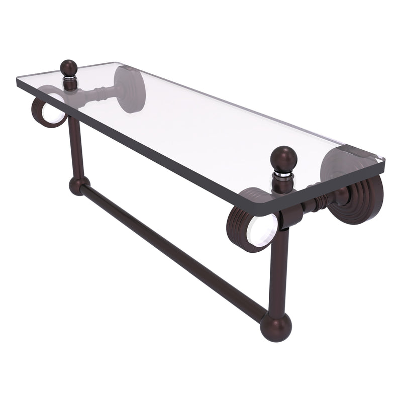 Pacific Grove Collection Glass Shelf with Towel Bar with Grooved Accents