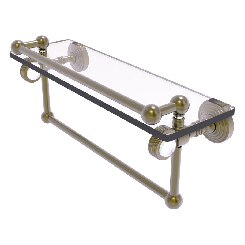 Pacific Grove Collection Glass Shelf with Gallery Rail and Towel Bar with Grooved Accents