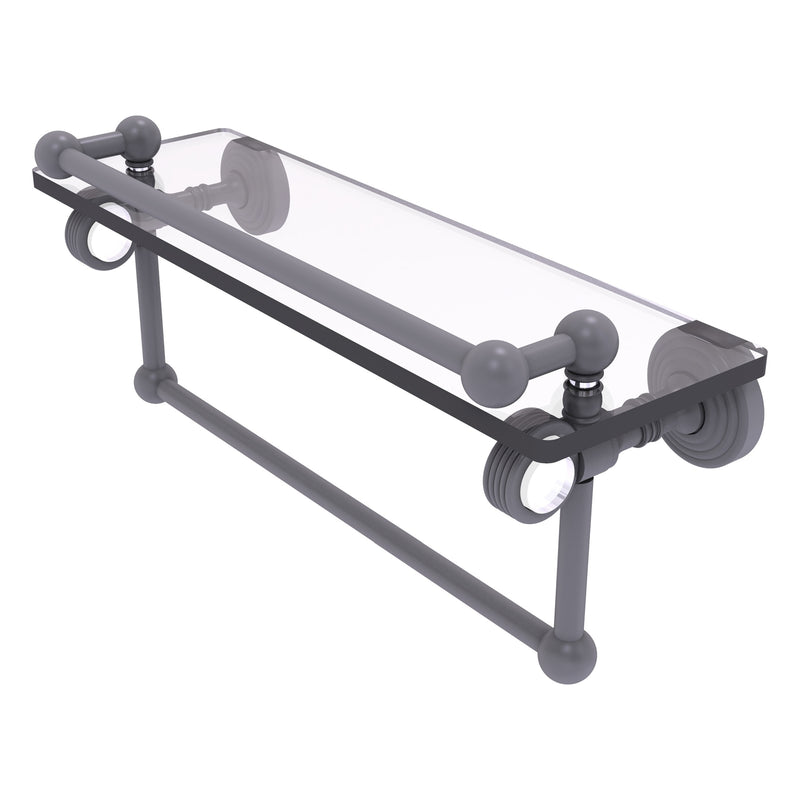 Pacific Grove Collection Glass Shelf with Gallery Rail and Towel Bar with Grooved Accents