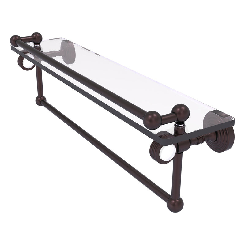 Pacific Grove Collection Glass Shelf with Gallery Rail and Towel Bar with Grooved Accents