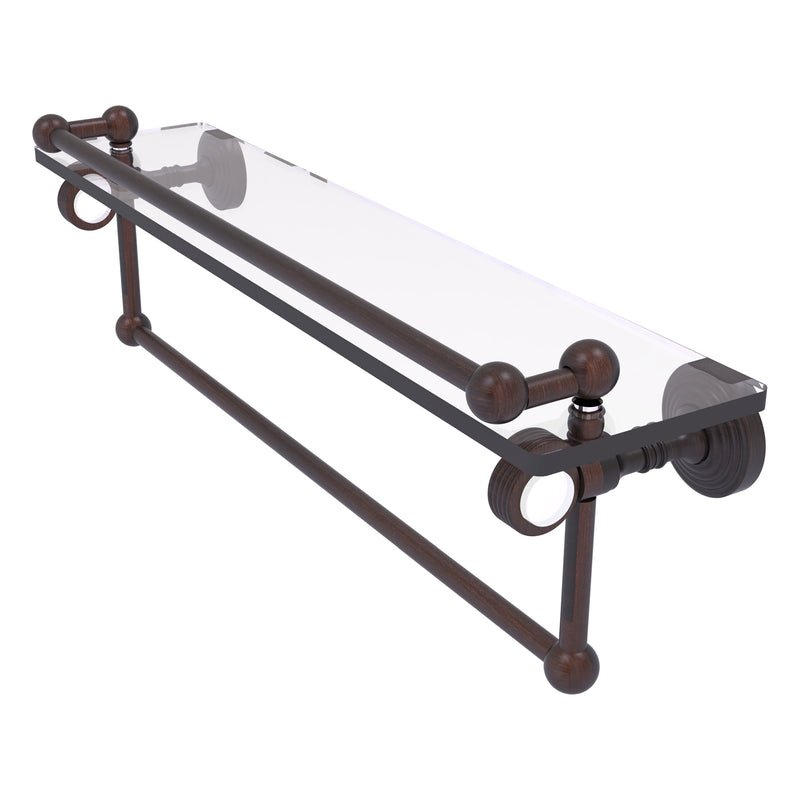 Pacific Grove Collection Glass Shelf with Gallery Rail and Towel Bar with Grooved Accents