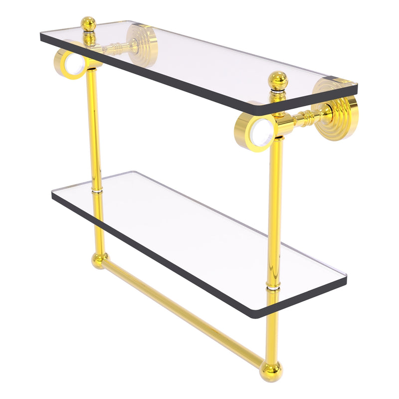 Pacific Grove Collection Double Glass Shelf  with Towel Bar with Smooth Accents