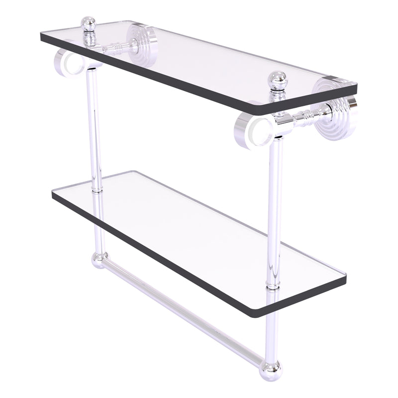 Pacific Grove Collection Double Glass Shelf  with Towel Bar with Smooth Accents