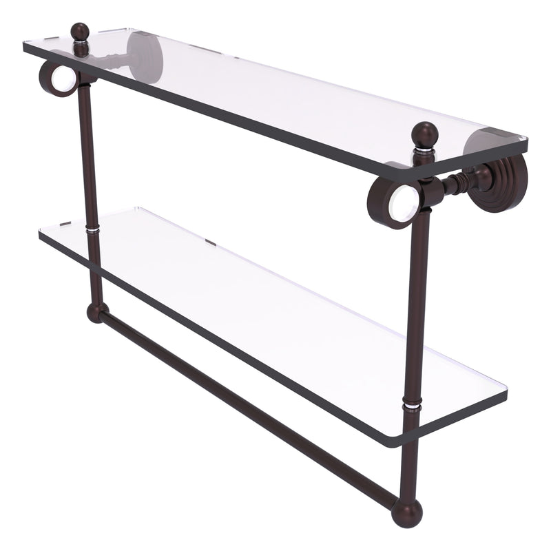 Pacific Grove Collection Double Glass Shelf  with Towel Bar with Smooth Accents