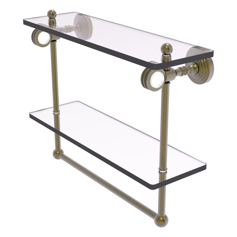 Pacific Grove Collection Double Glass Shelf  with Towel Bar with Dotted Accents